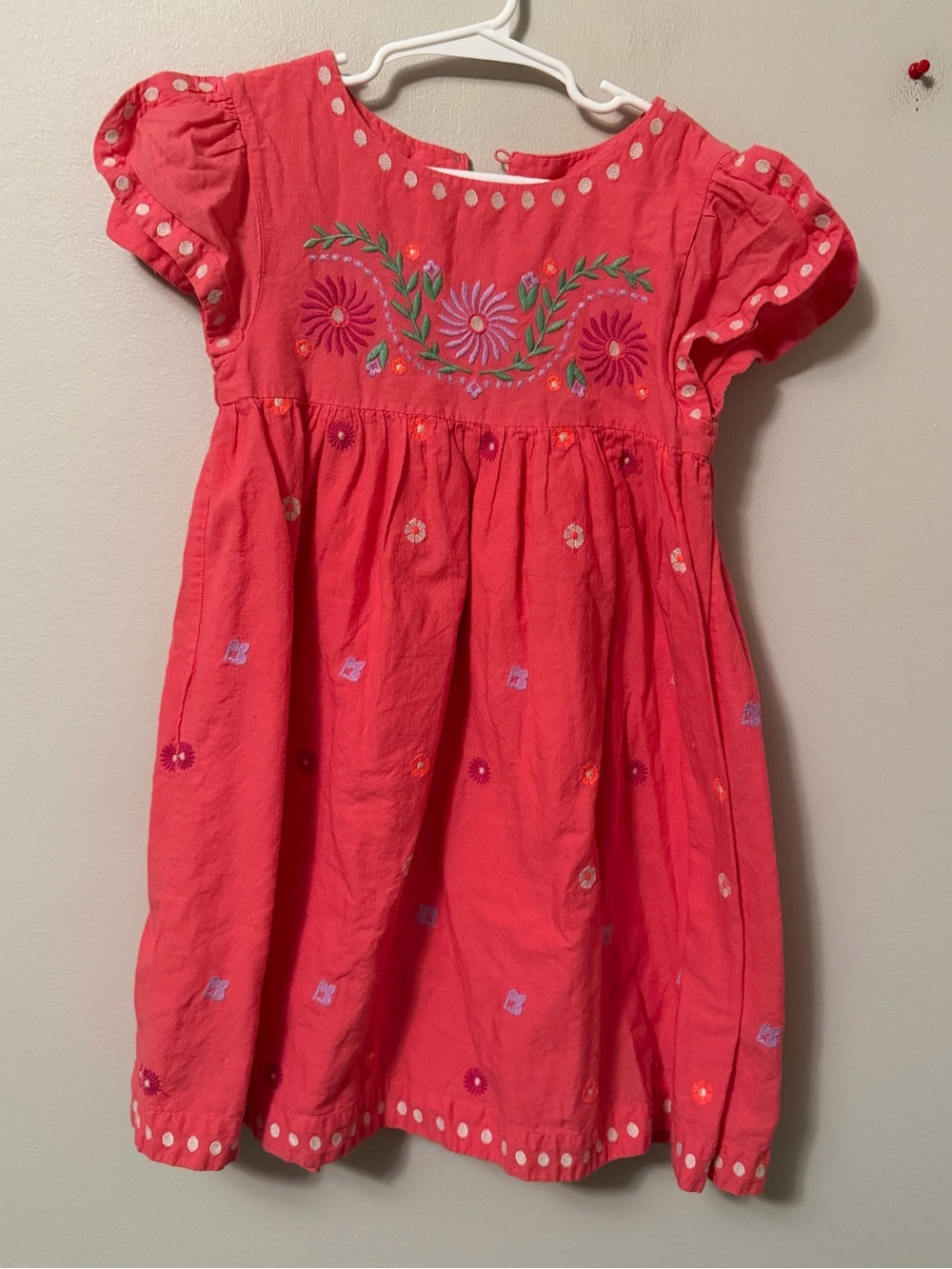 Mini Boden Coral Embroidered Floral Dress